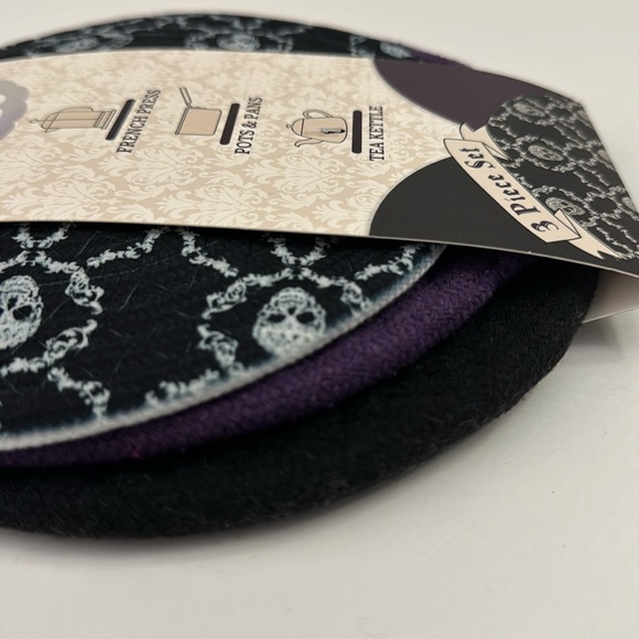 3pc BKLYN Steel Co. Round Woven Trivet Set- Purple Skulls -8” In Diameter - Picture 2 of 7